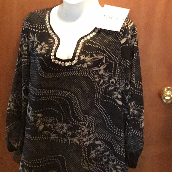 signature Tops - Ladies 3 x-large sheer top with long sleeves